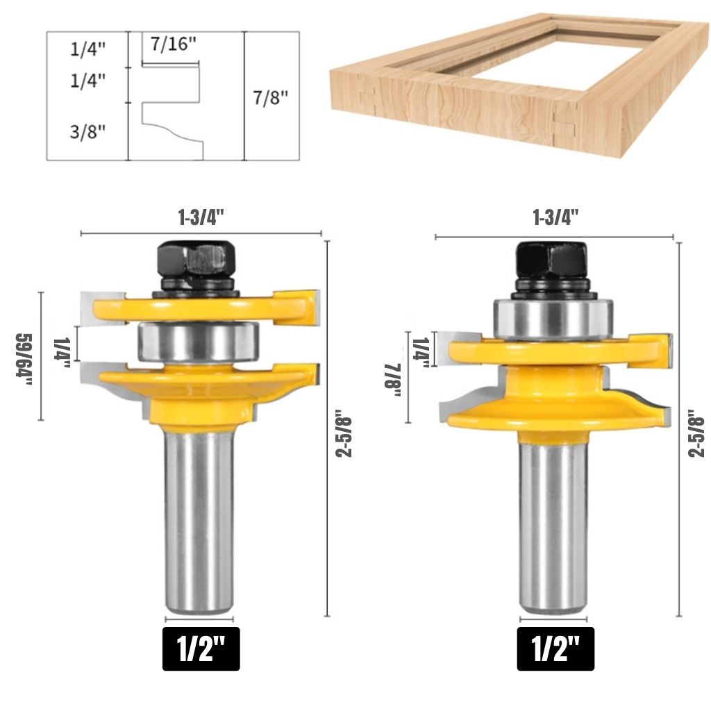 Rail & Stile Router Bit - 1/2" Shank (2 Pcs)