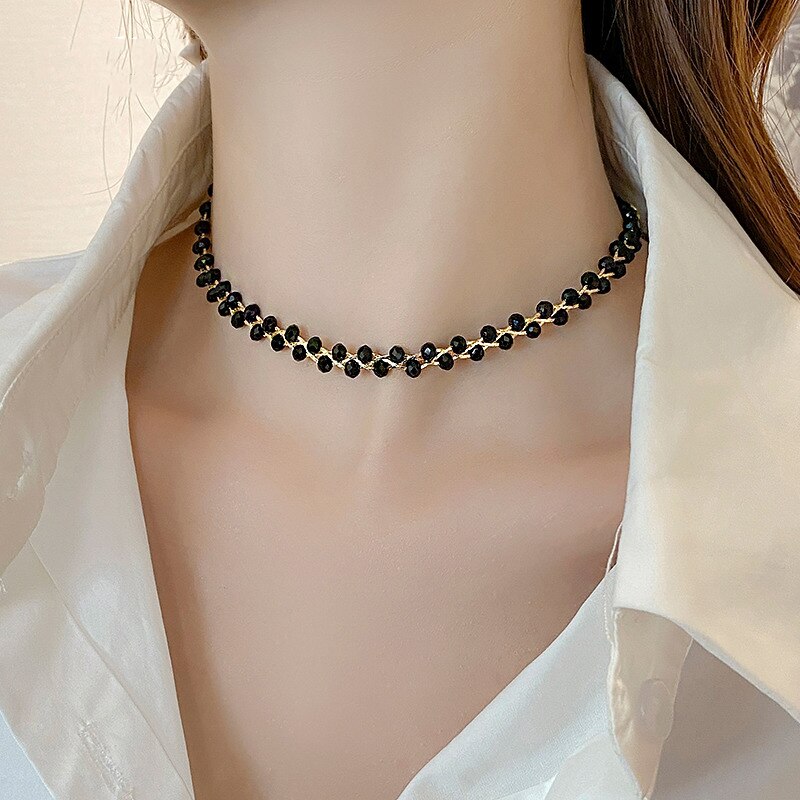🔥Last day 56% limited time offer 🔥Green crystal metal braided mesh pendant necklace