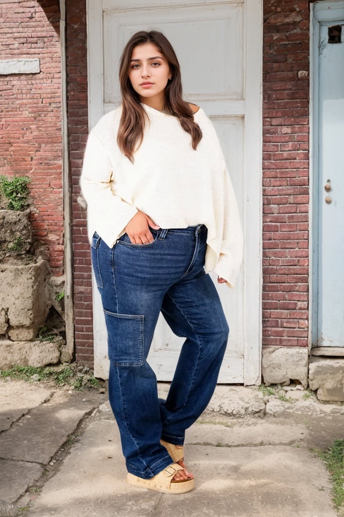 Tummy Control High Rise Cargo Wide Leg Jeans (Buy 2 Free Shipping)