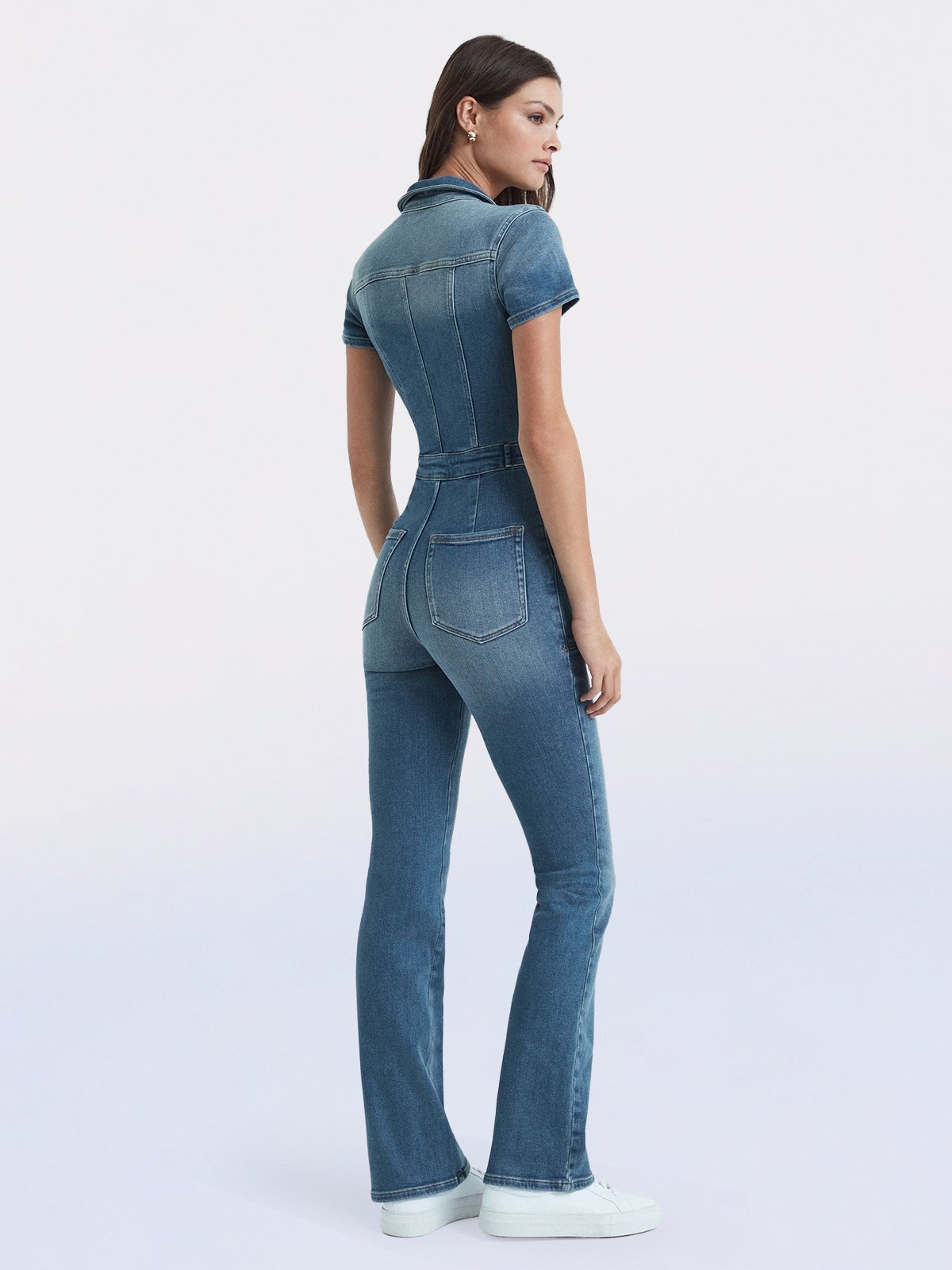 Hellohobot - Skinny Bootcut Denim Jumpsuit