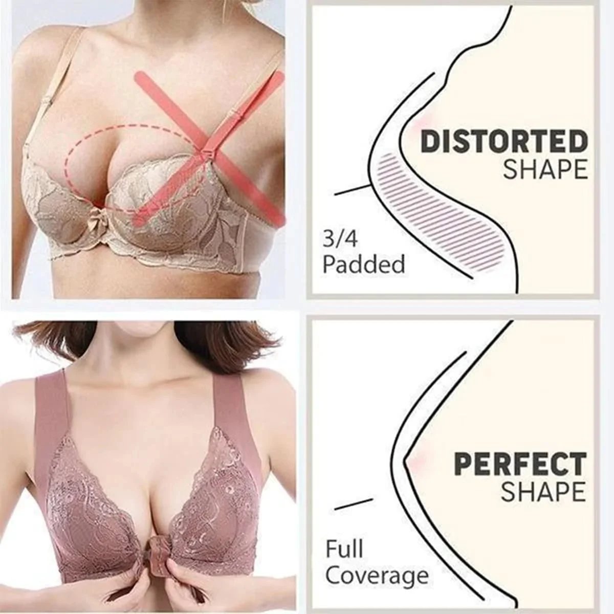 Hellohobot - Front Closure 5D Shaping Push Up Bra