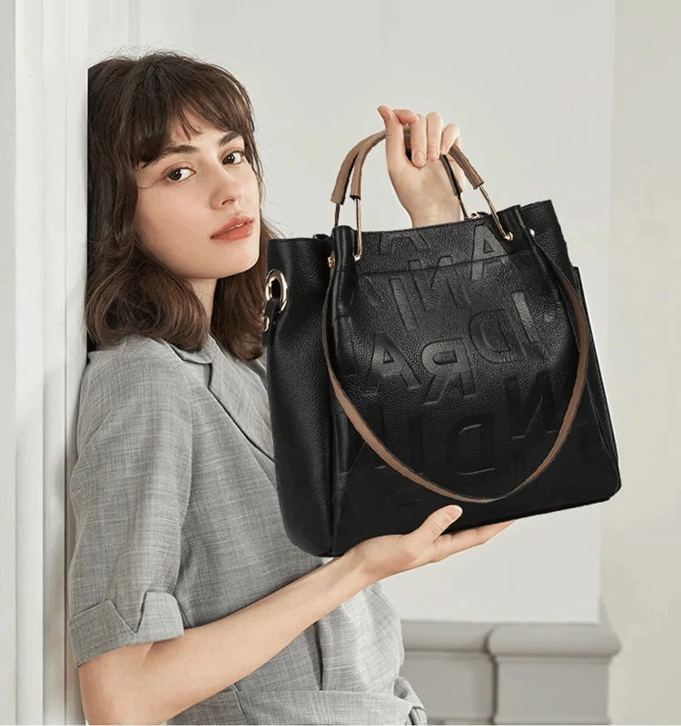 Hellohobot - New arrival large capacity soft leather embossed shoulder bag