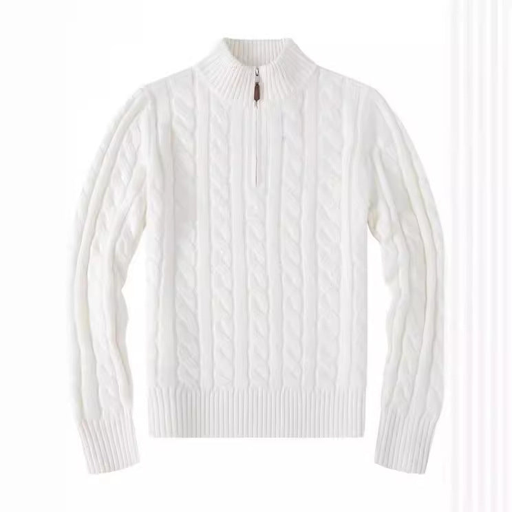 Hellohobot - Men's Half Zip Knit Sweater