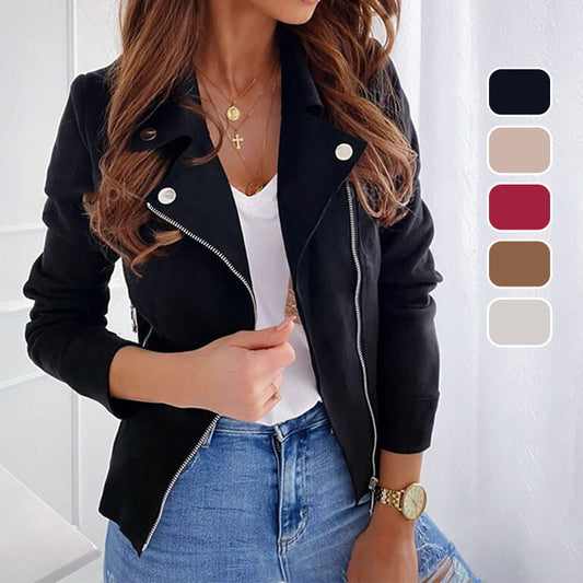 🔥Hot sale🔥Women's Faux Suede Biker Jacket