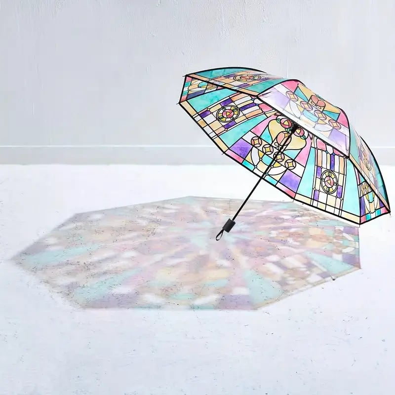 Hellohobot - Vintage Stained Glass Automatic Umbrella