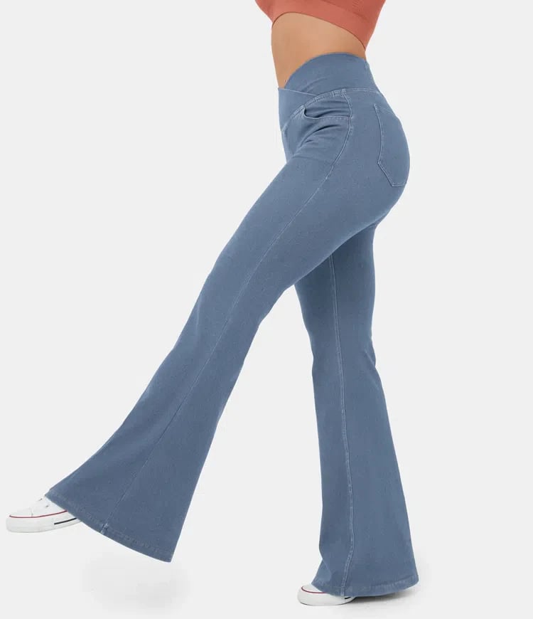 🔥Huge Sale 62% OFF🎁Stretchy Denim High Waisted Crossover Flare Pants