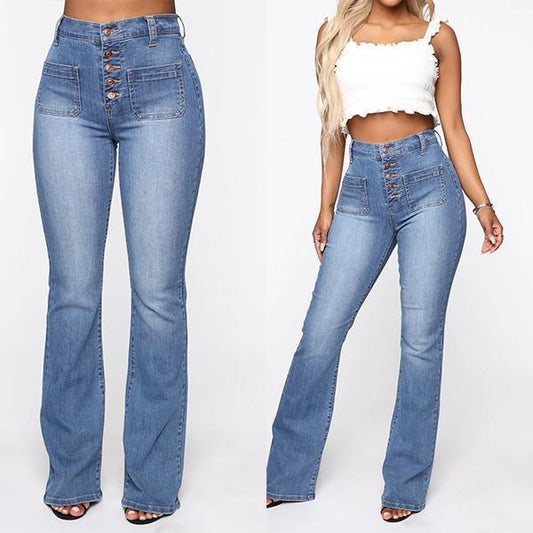 🔥Hot sale🔥Button Fly Booty Shaping High Waist Flare Jeans