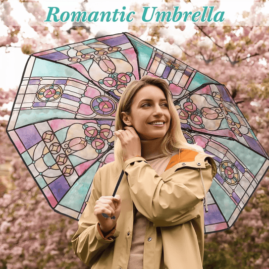 Hellohobot - Vintage Stained Glass Automatic Umbrella