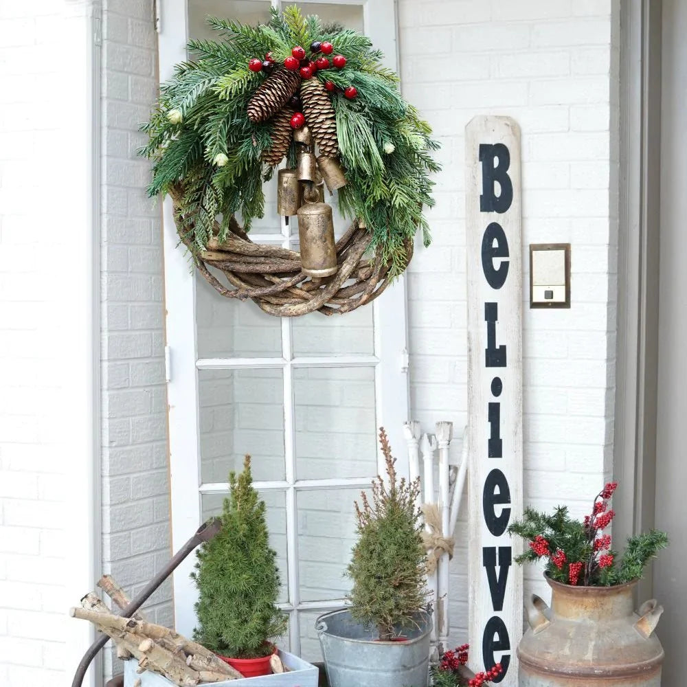 🎄Early Christmas Sale🍭 Farmhouse Christmas Wreath, Boho Wreath, Holiday Wreath