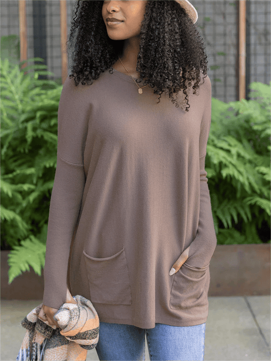 ✨This month's best-selling products💥LONG SLEEVE THUMBHOLE SWEATER POCKET TUNIC