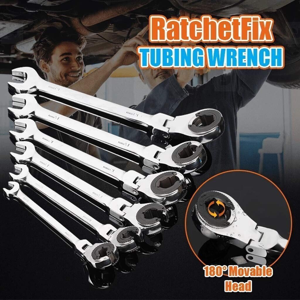 Hellohobot - Open Tubing Ratchet Wrench (Fixed Head-Flexible Head 2 IN 1)