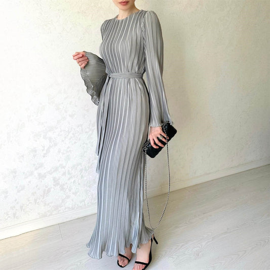 🔥Hot sale🔥Pleated Bell Sleeve Maxi Dress