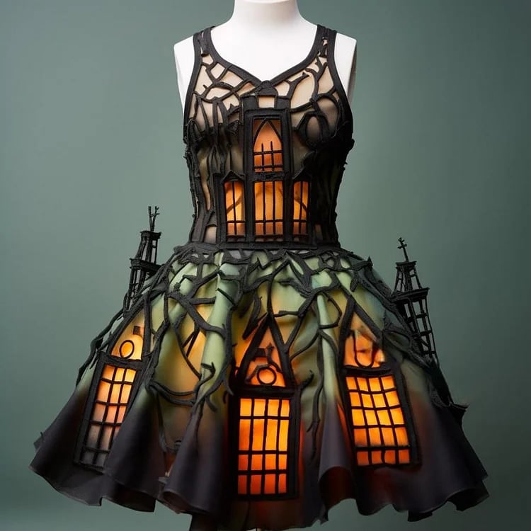 These stunning Halloween Silhouette Dresses Will Light Up Your Spooky Season!(Glow is a picture effect)