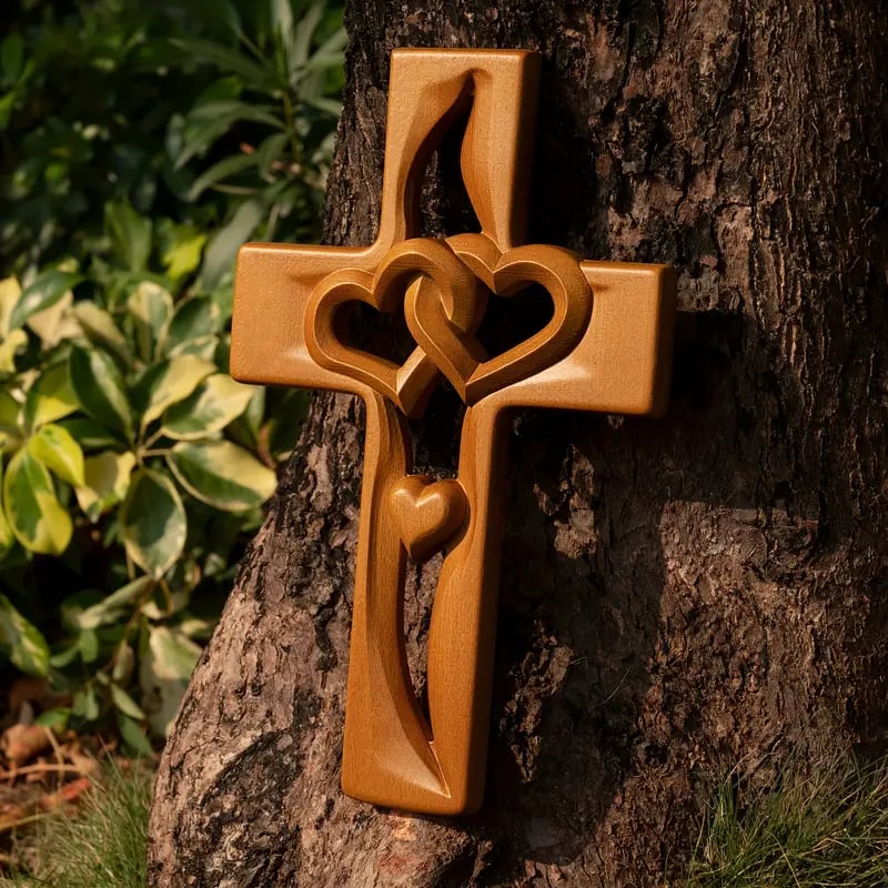 🔥LAST DAY 49% OFF ✝️Intertwined Heart Wooden Cross(6.3*9.8 in)