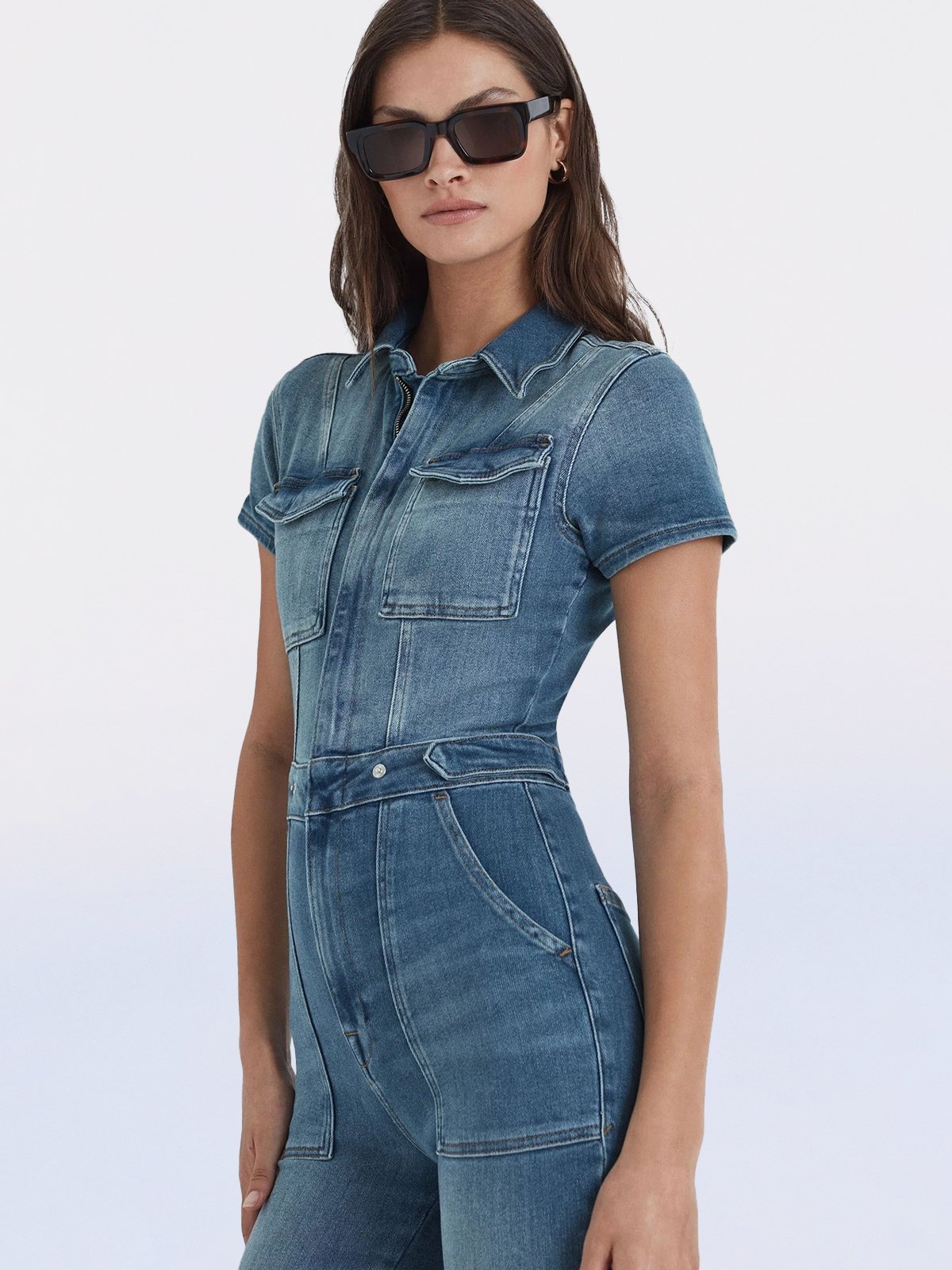 Hellohobot - Skinny Bootcut Denim Jumpsuit