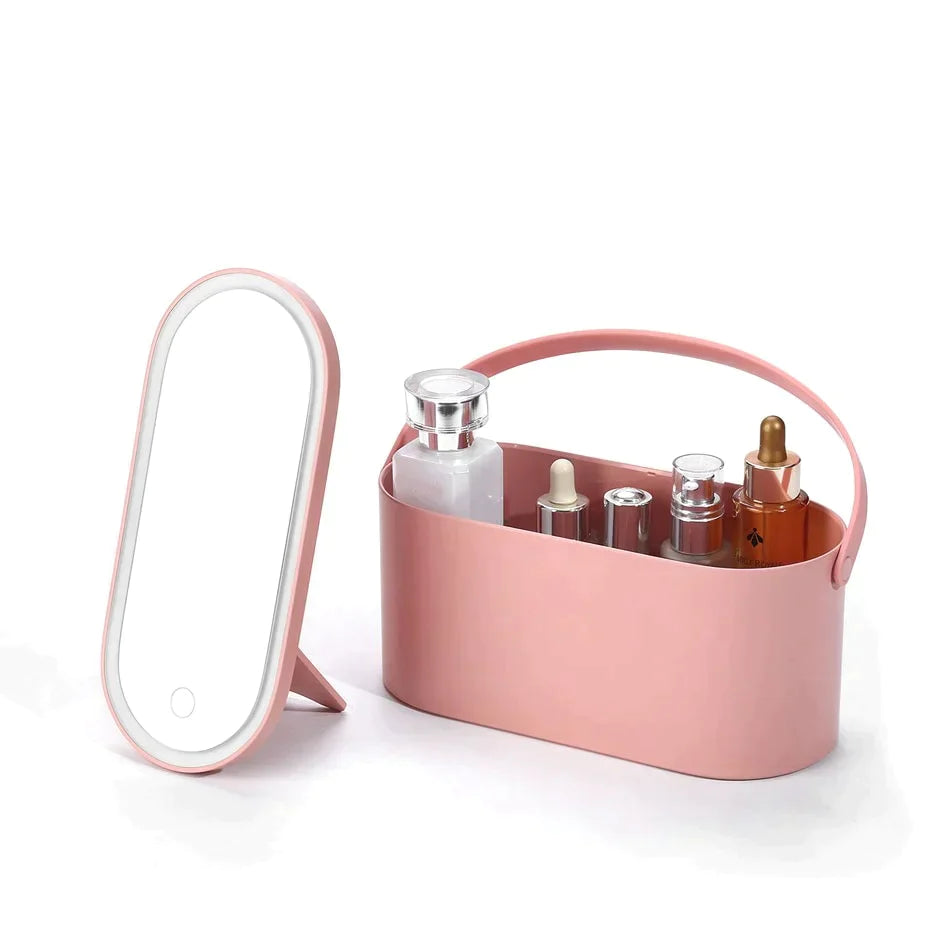 🔥hot selling for a limited time🔥Portable LED Cosmetic Mirror Organizer with Storage
