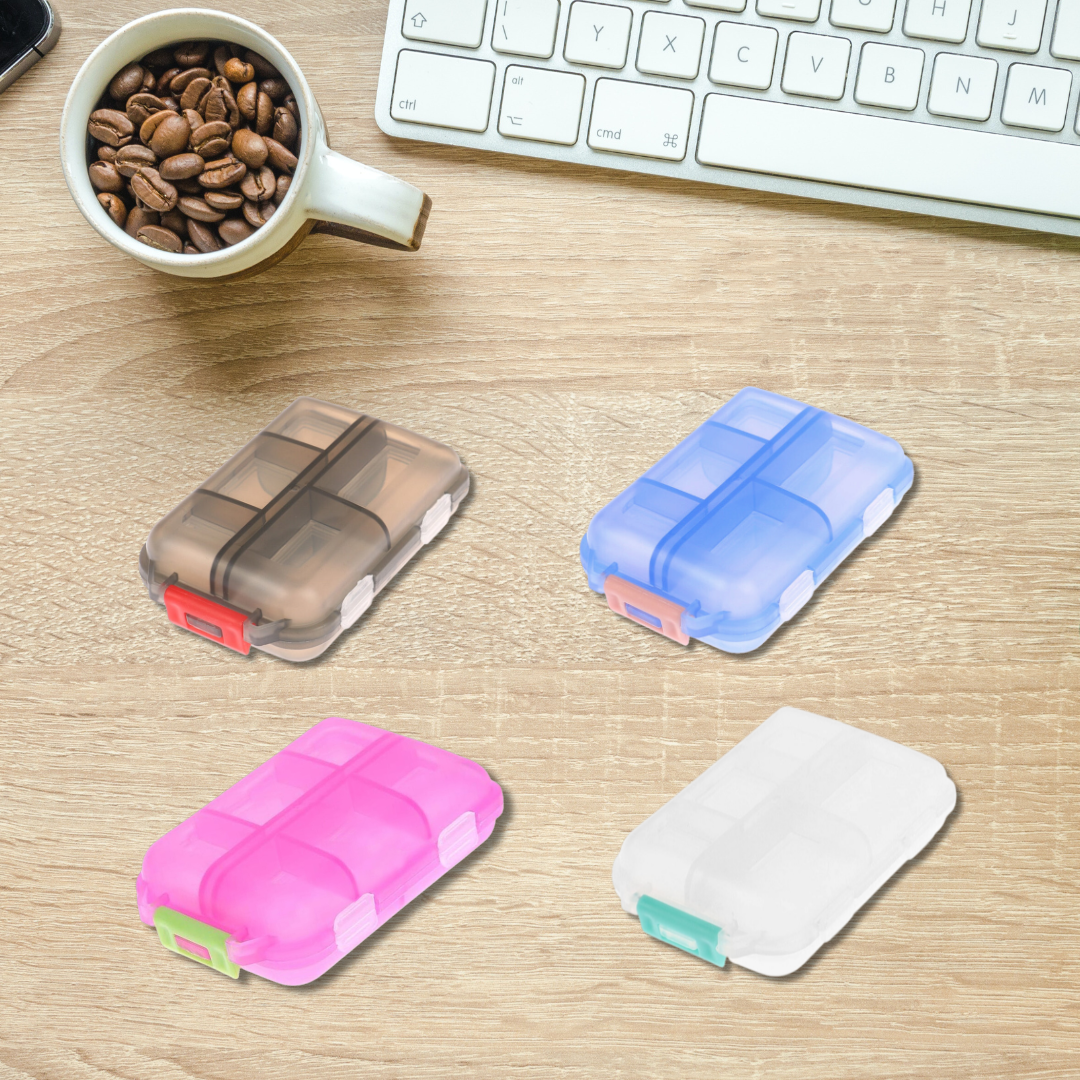 😊Fashionable Portable Double-Layer Sealed Travel Pill Box