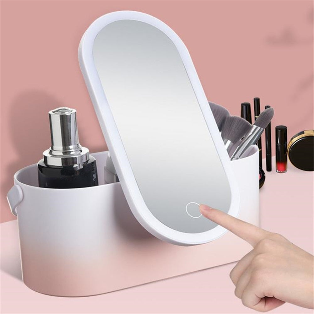 🔥hot selling for a limited time🔥Portable LED Cosmetic Mirror Organizer with Storage